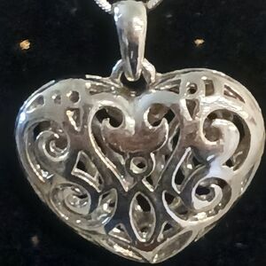 Cookie Lee Silver Filigree Heart Necklace